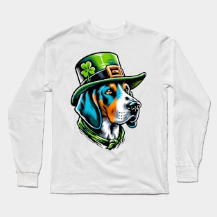 Bluetick Coonhound Celebrates Saint Patrick's Day Festively Long Sleeve T-Shirt